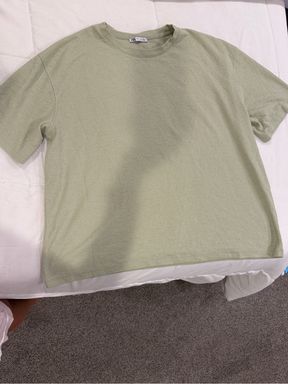 ZARA Light Sage Green Crewneck Tee